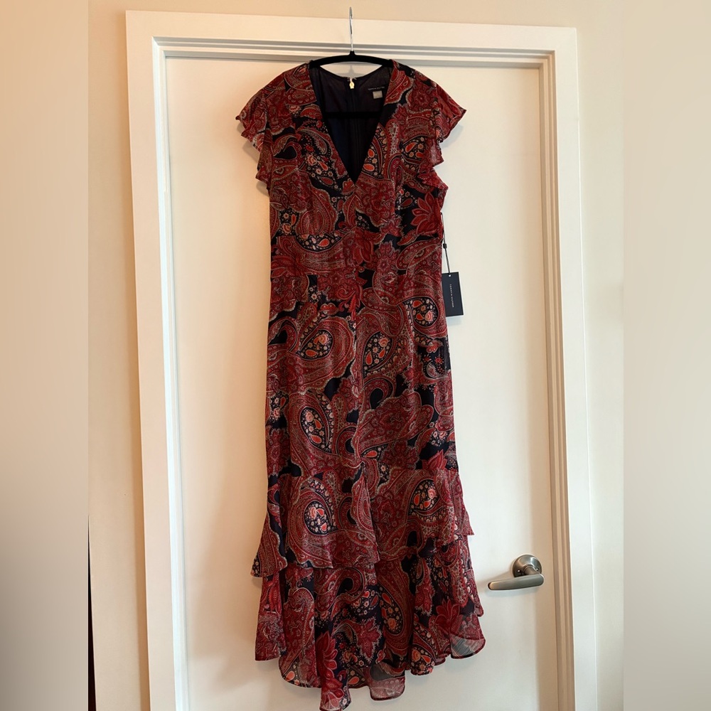 Tommy Hilfiger Red Paisley Midi Dress